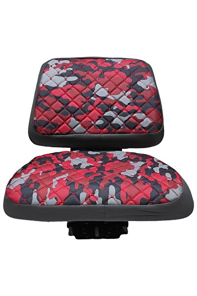 Binbir Trend Traktör Koltuk Kılıfı - Kolçaksız - Kırmızı Kamuflaj - Ithal Imp...