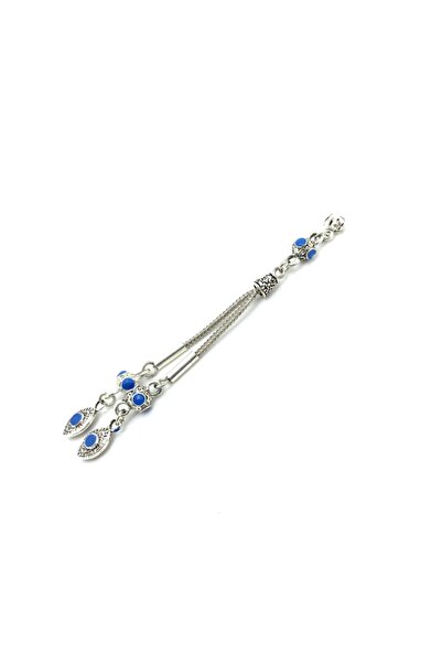 Selderesi 1 Adet Lacivert Mineli 2 Dallı Püskül Özel Tasarım Tesbih Püskülü