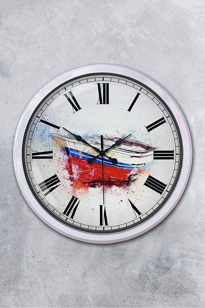 Kasva Concept Gift Decorative 52 cm White Metal Boat Wall Clock