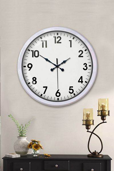 Kasva Concept Cadou Decorativ 52 Cm Ceas de Perete Clasic Metal Alb