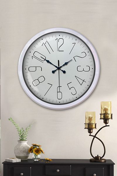 Kasva Concept Gift Decorative 52 cm White Metal Classic Wall Clock