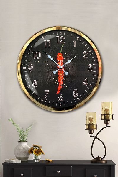 Kasva Concept 52 cm Gold Metal Kitchen Wall Clock