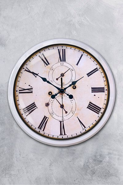Kasva Concept 52 cm White Metal Antique Wall Clock