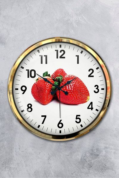 Kasva Concept 52 cm Gold Metal Strawberry Wall Clock