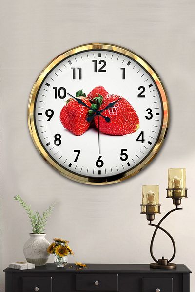 Kasva Concept 52 cm Gold Metal Strawberry Wall Clock