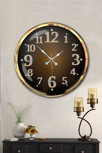 Kasva Concept Gift Decorative 52 cm Gold Metal Classic Wall Clock
