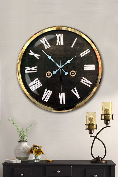 Kasva Concept Gift Decorative 52 cm Gold Metal Decorative Wall Clock