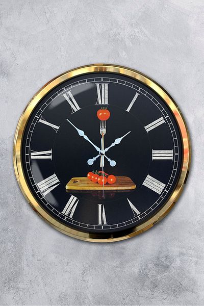 Kasva Concept Gift Decorative 52 cm Gold Metal Kitchen Wall Clock