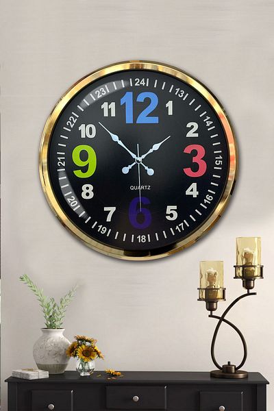 Kasva Concept Gift Decorative 52 cm Gold Metal 13-24 Wall Clock