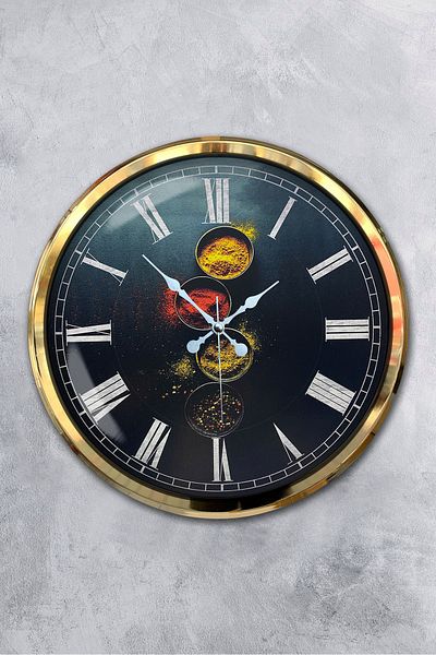 Kasva Concept Gift Decorative 52 cm Gold Metal Kitchen Wall Clock