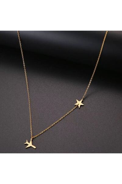 N!da Jewelry 925 Ayar Gümüş Uçak Yıldız Kolye