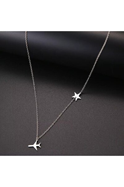 N!da Jewelry 925 Ayar Gümüş Uçak Yıldız Kolye
