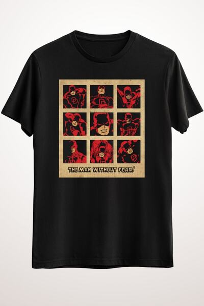 Cool Tshirt Unisex Siyah Tişört Vintage Daredevil Squares
