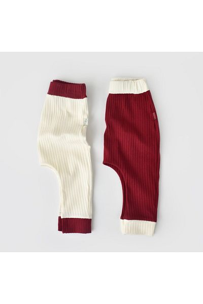 BabyCosy بنطال مضلع باللون العنابي من Ecru مكون من قطعتين - Csyr4001 - Rebebe