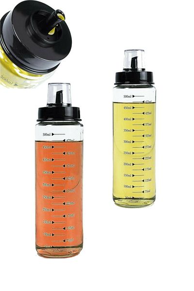Bayev 2-Pack Drip-Free Smart Glass Oil and Vinegar 500 ml