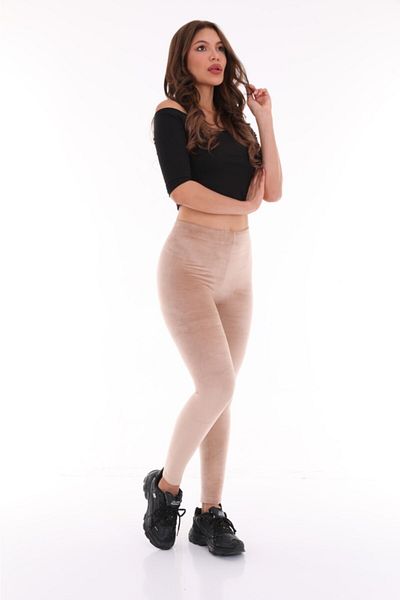 Winmoda34 Colanți de damă din catifea bej