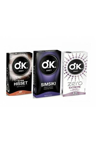 Okey Prezervatif Ultra Hisset 10 Lu + Sımsıkı 10 Lu + Zero Extreme 10 Lu