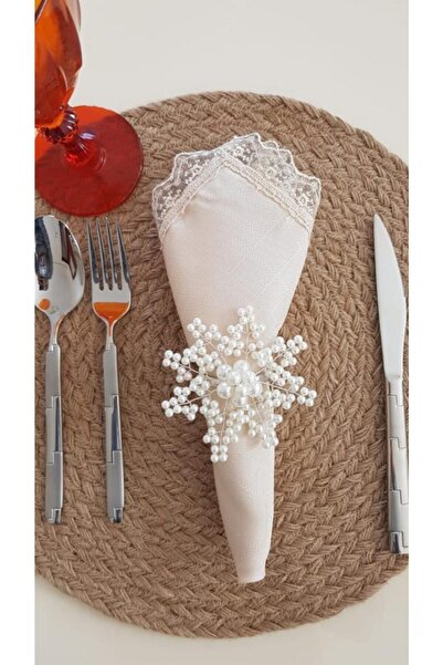 pekars 6-Piece Pearl Snowflake Napkin Ring Napkin Holder Napkin Ring Dowry Gift Tableware Presentation