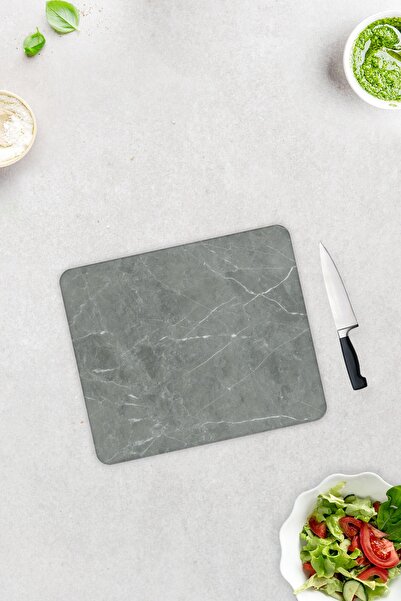 Decorita Cam Kesme Tahtası - Cam Kesme Tablası | Gri Mermer Görünümlü | 29cm X 34cm