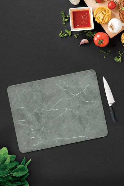 Decorita Glass Cutting Board - Glass Cutting Board |   Gray Marble Look |   30cm X 40cm