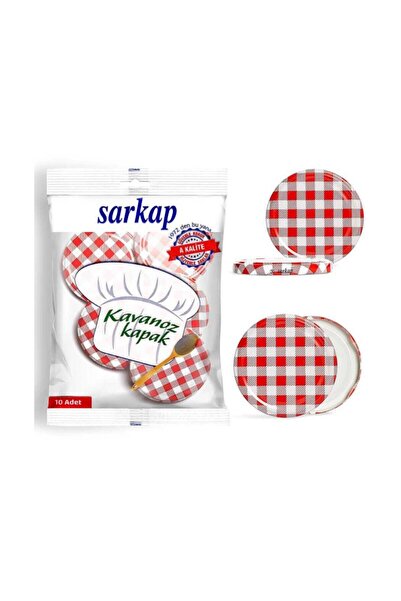 Sarkap 4 Paket 10'lu Hijyenik Poşetli Kavanoz Kapağı Seti Tek Desen 82 mm