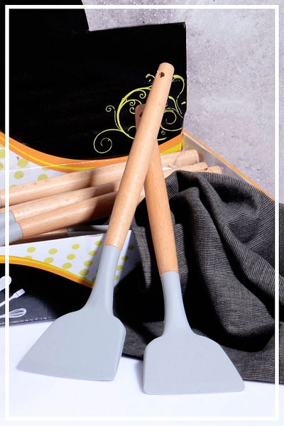 HAZARPAZAR Bamboo Handle Silicone Spatula - Smoked