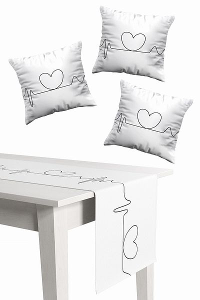 LUX VIE Set de alergare de pernă Husă de pernă imprimată pe două fețe Set de 3 45x45 cm Runner 40x140 cm