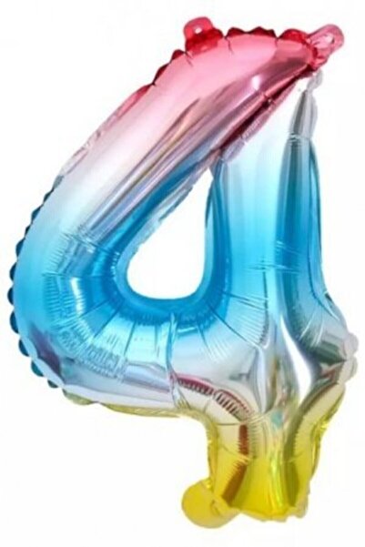 BEST PARTİ DOĞUM GÜNÜ PARTİ SÜSLERİ Rainbow Color 4 Number Foil Balloon 76 cm