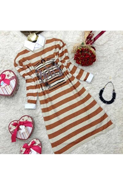 Mintaş Çizgili Taş Baskılı Triko Tunik