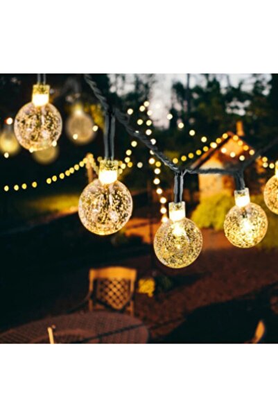 Schulzz Solar Güneş Enerjili 6 Metre 30 Led Top Sarı Bahçe Teras Parti Balkon Süsü Aydınlatma Lambası