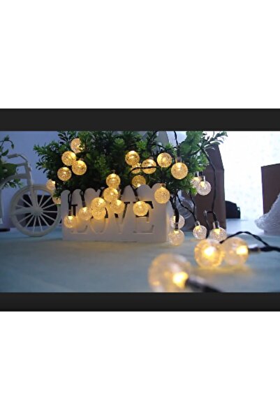 Schulzz Solar Güneş Enerjili 6 Metre 30 Led Top Sarı Bahçe Teras Parti Balkon Süsü Aydınlatma Lambası