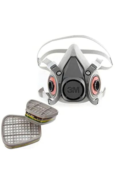 3M Yarım Yüz Maskesi 6200 Modeli + 6057 Abe Asit Gaz / Buhar Filtresi