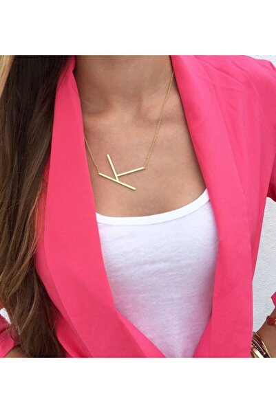 Gökdeniz 925 K Harfi Büyük Boy 925 Ayar Gümüş Kolye