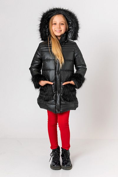 incity Girl's Black Puffer Jacket