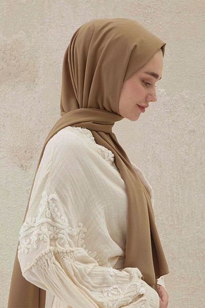 Larissa Scarf Μεσίνι Μεταξωτό Σάλι Γάλα Καφέ