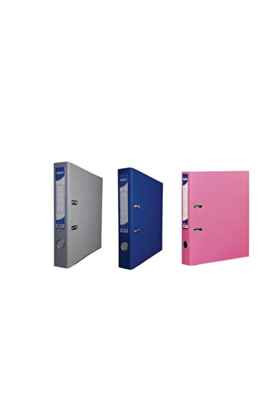 Noki 3 Pcs Pink Gray Blue Narrow Lighter Plastic Office Folder
