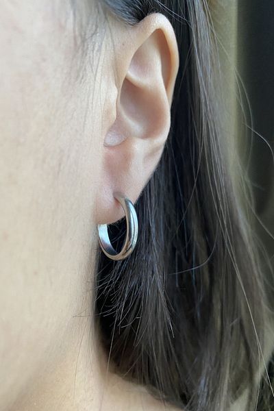axexuar 316l Surgical Steel Shiny Silver Color Hoop Men's Women's Earrings Stainless Non-Tarnish Allergy-Free
