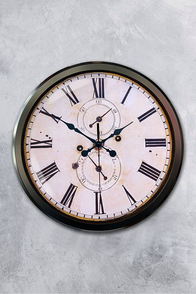 Kasva Concept 52 cm Black Metal Antique Wall Clock