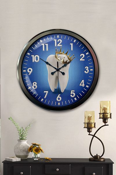 Kasva Concept Gift Decorative 52 cm Black Metal Dentist Wall Clock