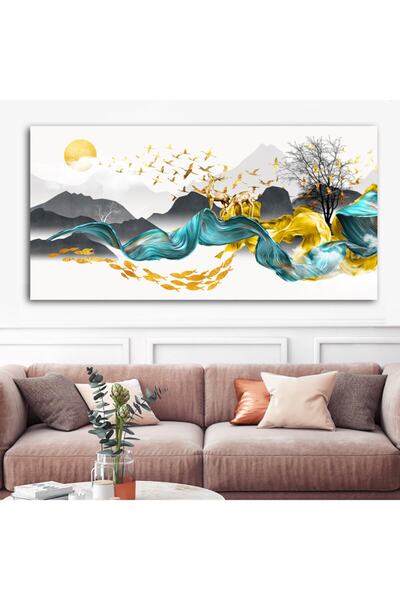 Sebenta Dev Boyut Geyikler Tasarım Kanvas Tablo  60cm X 120cm