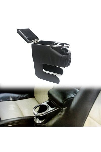 gürlerotoaksesuar Universal Car Armrest Unassembled+cup holder Black