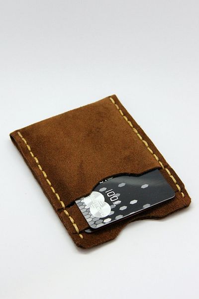 Argentum Look Handmade Genuine Leather Brown Suede Card Holder - Al-krt004