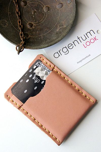 Argentum Look Handmade Genuine Leather Powder Pink Card Holder - Al-krt006