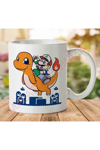 ART HEDİYE كوب سوبر ماريو بوكيمون يوشيماندر ماشوب مطبوع على الجانبين