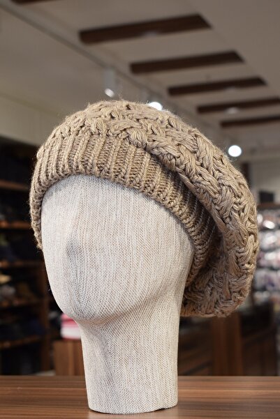 Özgöksu Şapka Brown Women's Painter Straw Knitted Beret
