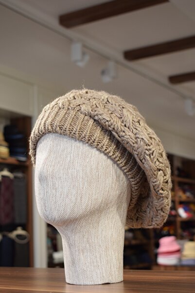 Özgöksu Şapka Brown Women's Painter Straw Knitted Beret