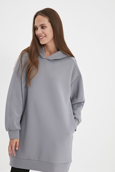 Trendyol Modest Sweatshirt - Gray - Oversize
