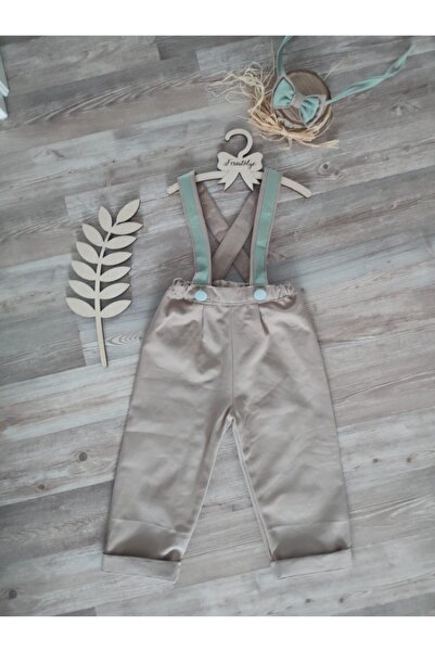 Feriatolye Bej Mint Erkek Bebek Kışlık Salopet Doğum Günü Kıyafeti