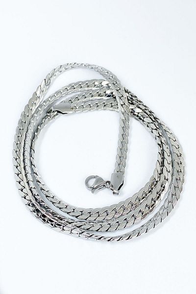 axexuar Silver Color 316l Steel Knitted Model Chain Necklace Stainless Non-Tarnish Women Men