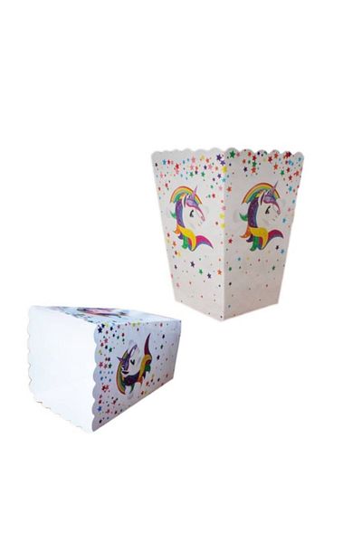 aşkın concept 8 Popcorn Box with Unicorn Theme - Corn and Chips